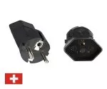 Napájecí adaptér Švýcarsko 3kolíková zásuvka typu J na zástrčku CEE 7/7, YL-2246